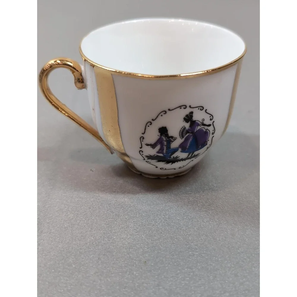 Vintage Czechoslovakia Demitasse Espresso Cup Courting Couple Gold Trim 1792